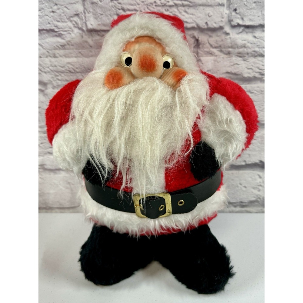 Vintage 1982 Rennoc Plush Doll 13" Santakins w/Vinyl Face Santa Claus Christmas